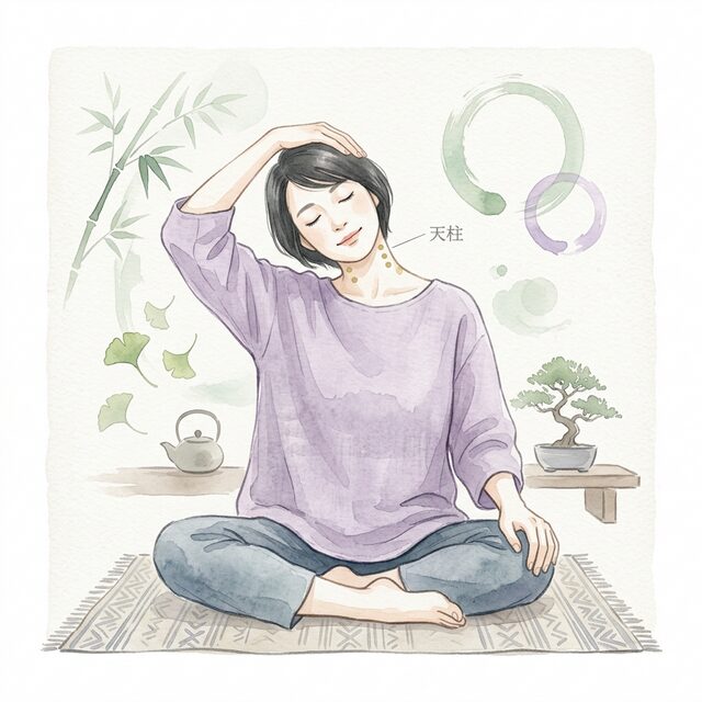 めまいのセルフケア 天柱のツボ押し