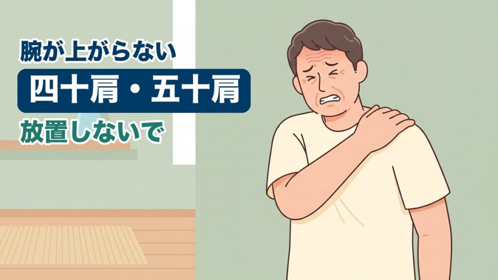 四十肩・五十肩に悩む男性のイラスト｜おおた鍼灸院コラム