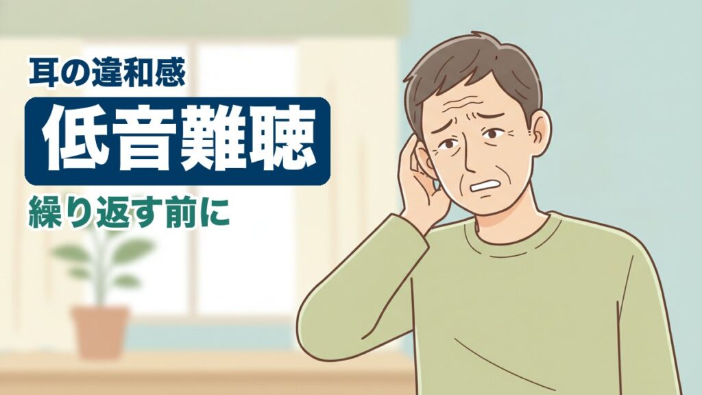 低音難聴に悩む男性のイラスト｜おおた鍼灸院コラム