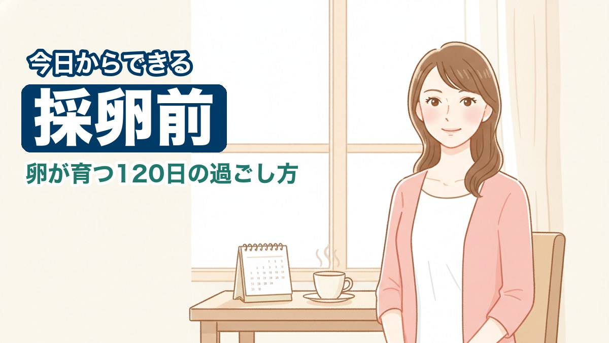 明るい部屋で穏やかに前を向く30代の女性。採卵前の120日をかけた体づくりのイメージ