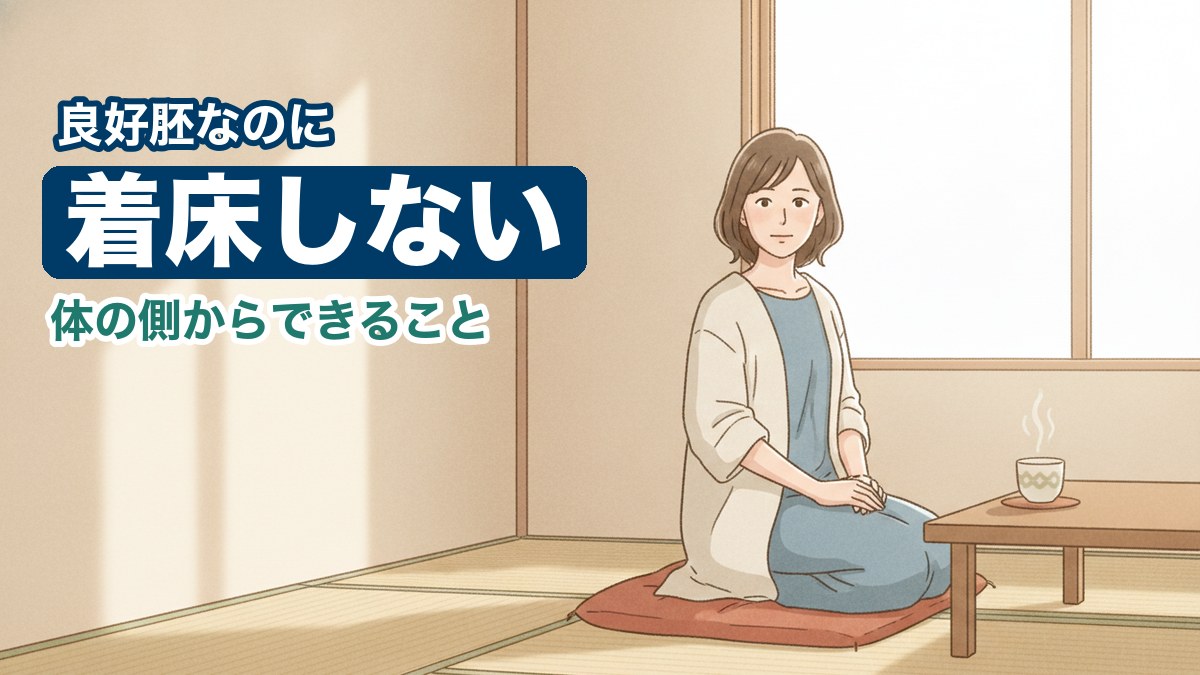 やわらかい光の入る和室で静かに座る30代の女性。良好胚でも着床しないときに体の側からできることのイメージ